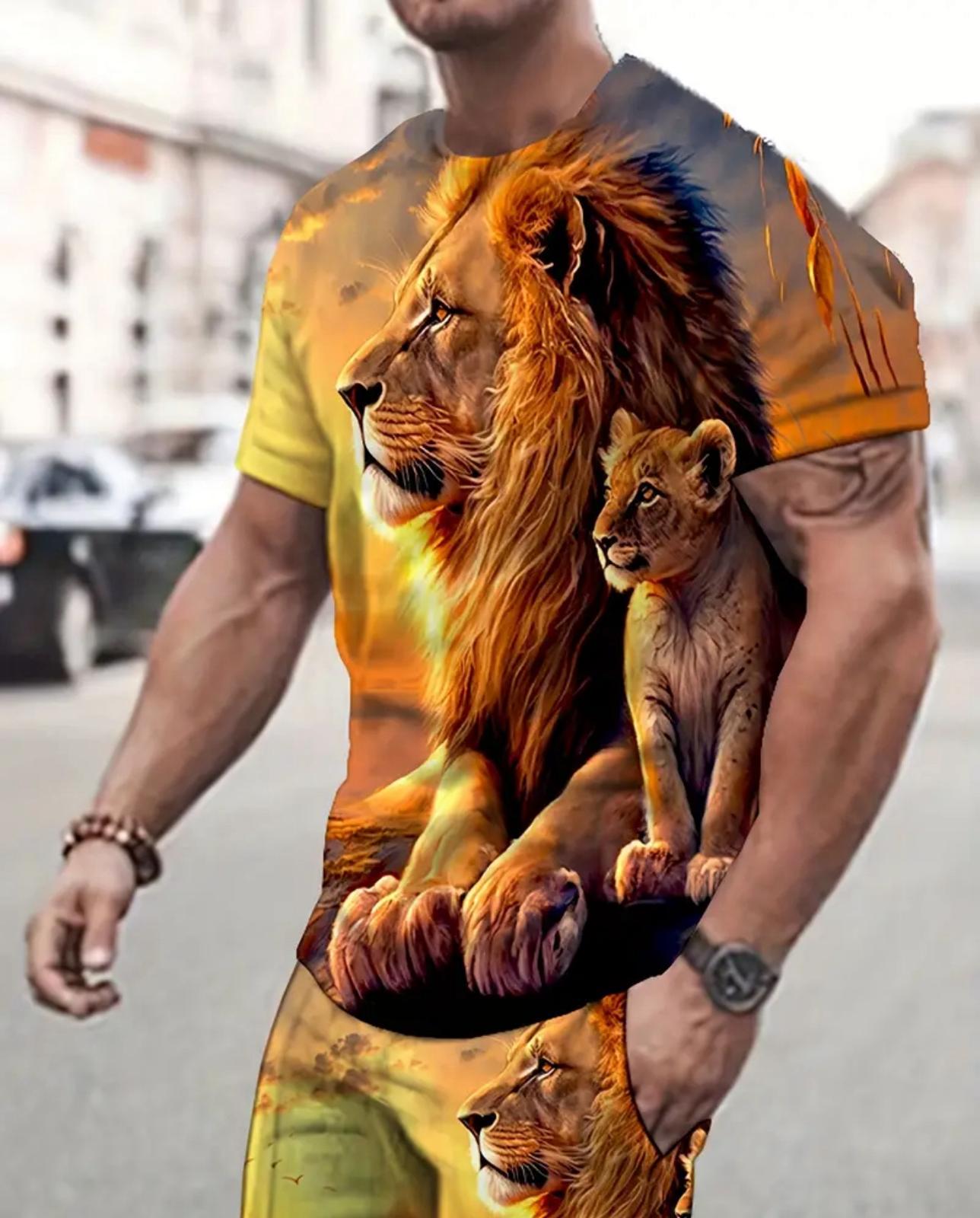 Lion Print Color Block Set