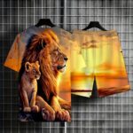 Lion Print Color Block Set